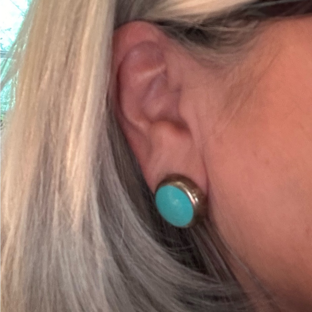 Fossil Turquoise And Silvertone Elastic Bracelet … - image 4